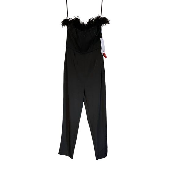 Mac Duggal NEW Size 14 68146 Black Feather Neck Sleeveless Strapless Jumpsuit - Picture 4 of 7
